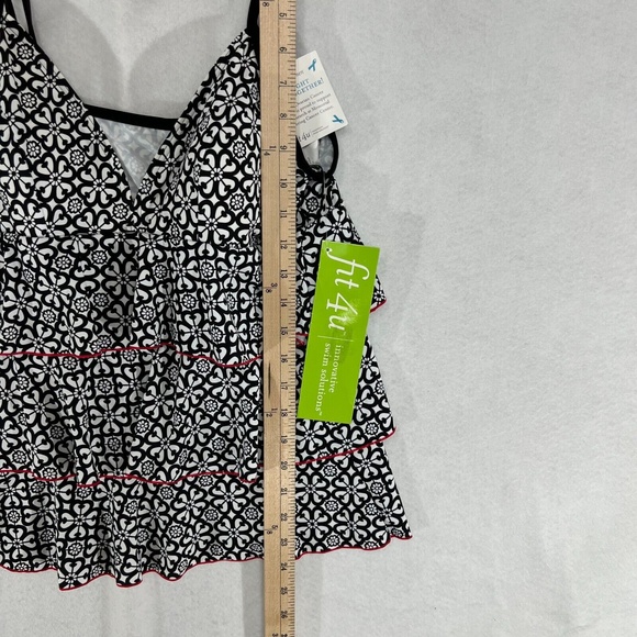 NEW Fit 4 Ur Tummy Tankini Swim Top Peplum Tier Black Built in Bra Womens Sz 12 - Picture 6 of 10